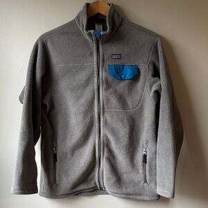 Patagonia Synchilla Boy's XXL 16-18Fleece Jacket Blue Hooded Zip Front Pockets
